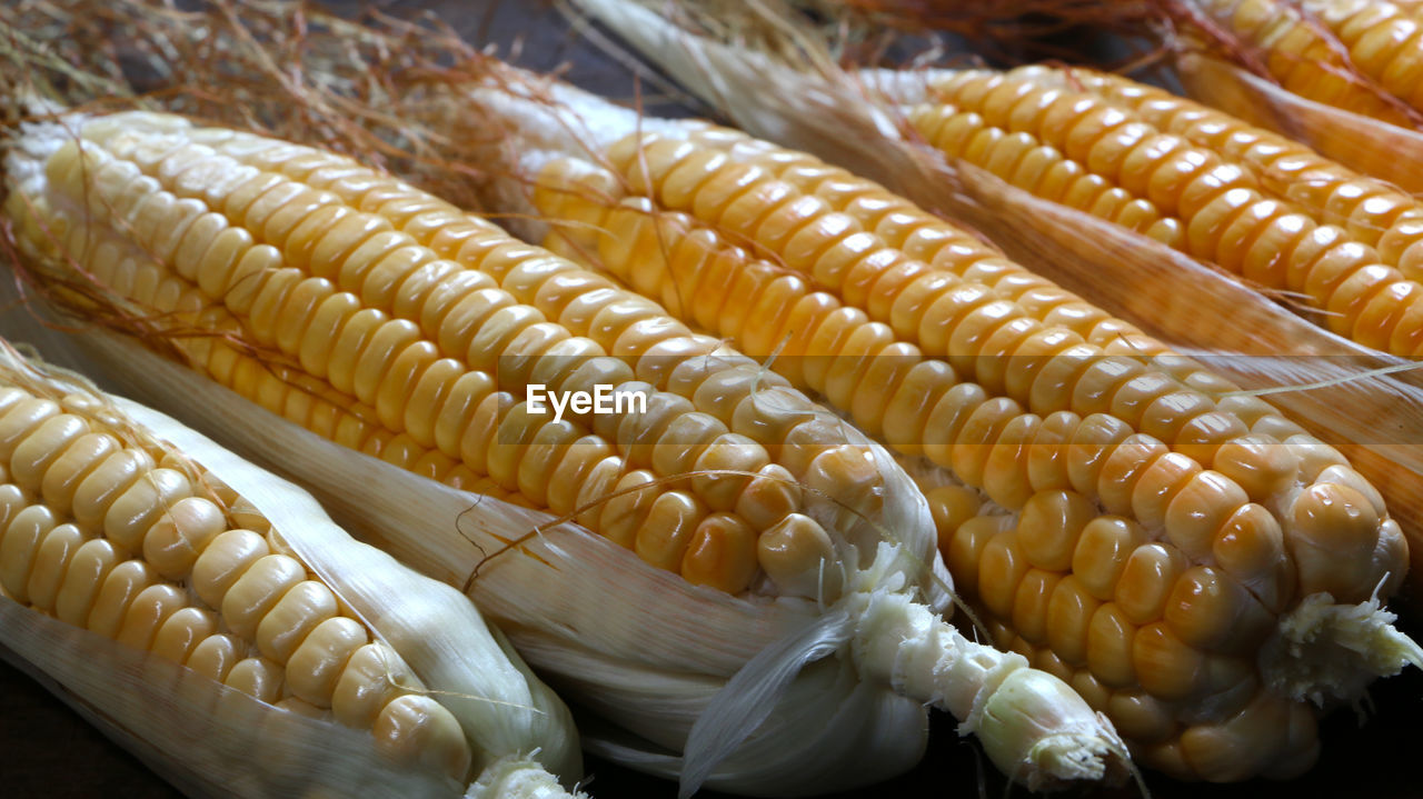 Close-up of corn cubs in bowl on table