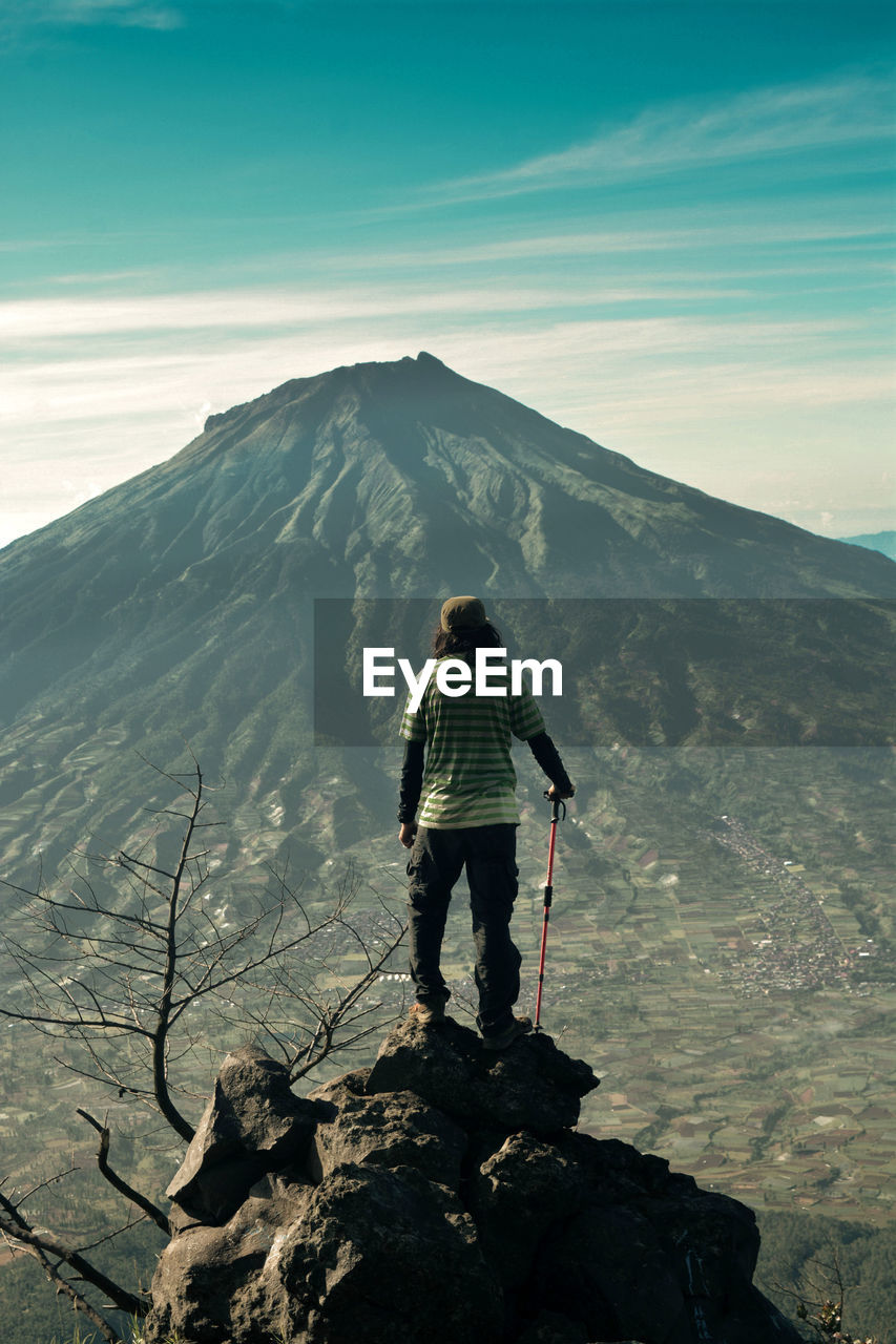 Gaze at the mountain. view from mount sindoro, central java