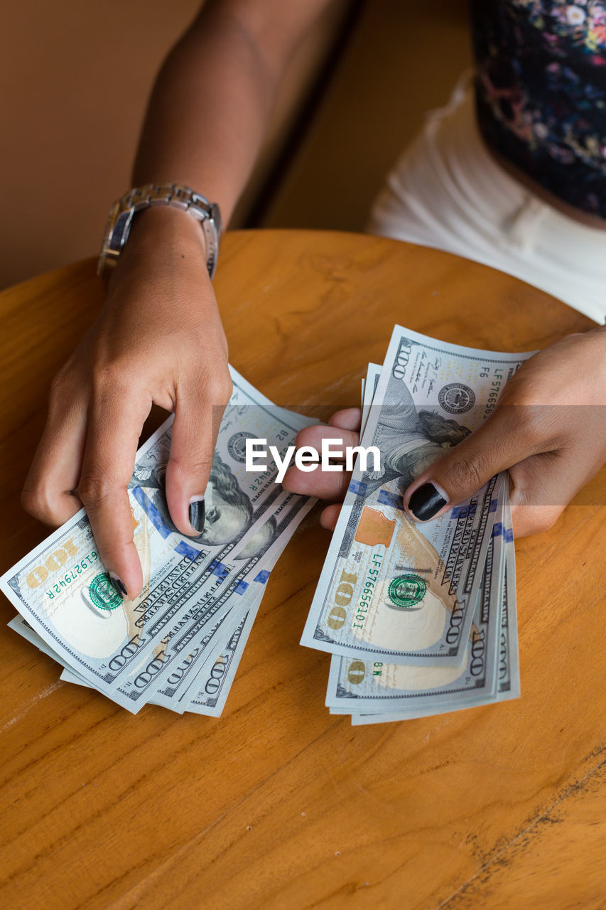 Close-up of woman holding money