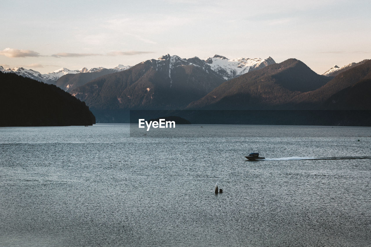 SCENIC VIEW OF LAKE AGAINST MOUNTAINS