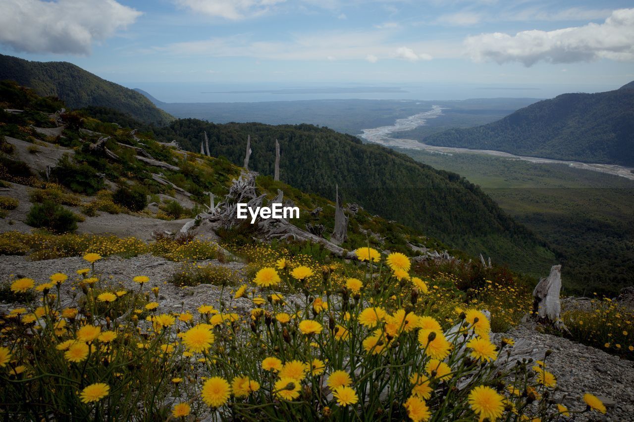 Scenic view of mountains against sky