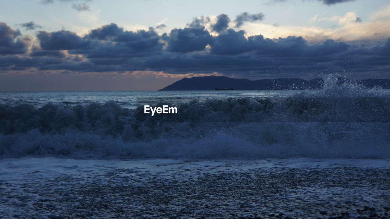 Scenic view of sea against sky during sunset