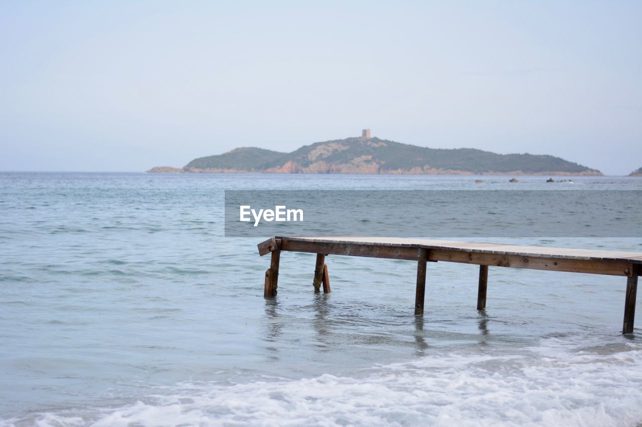 Scenic view of sea against clear sky