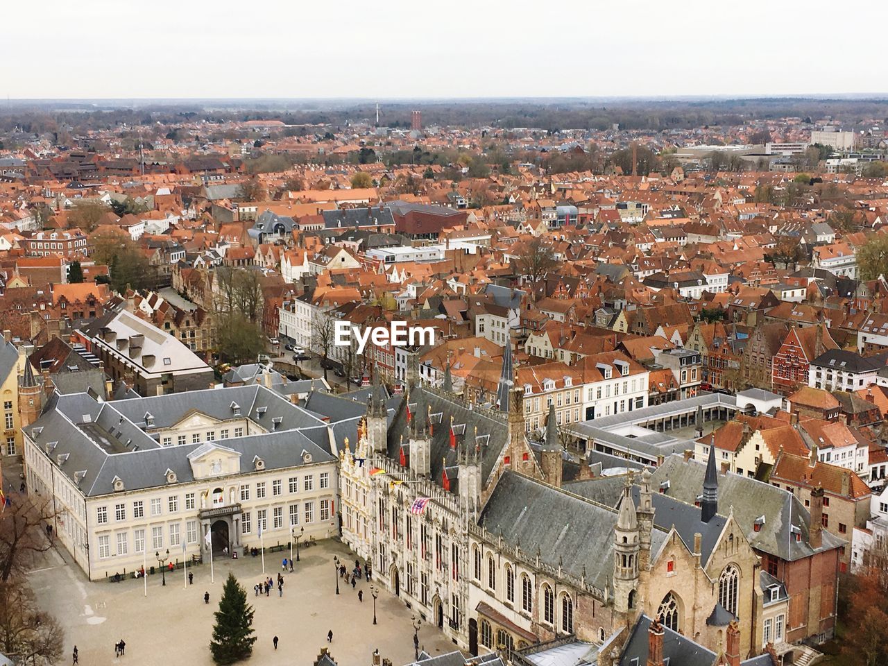 High angle view of cityscape against sky