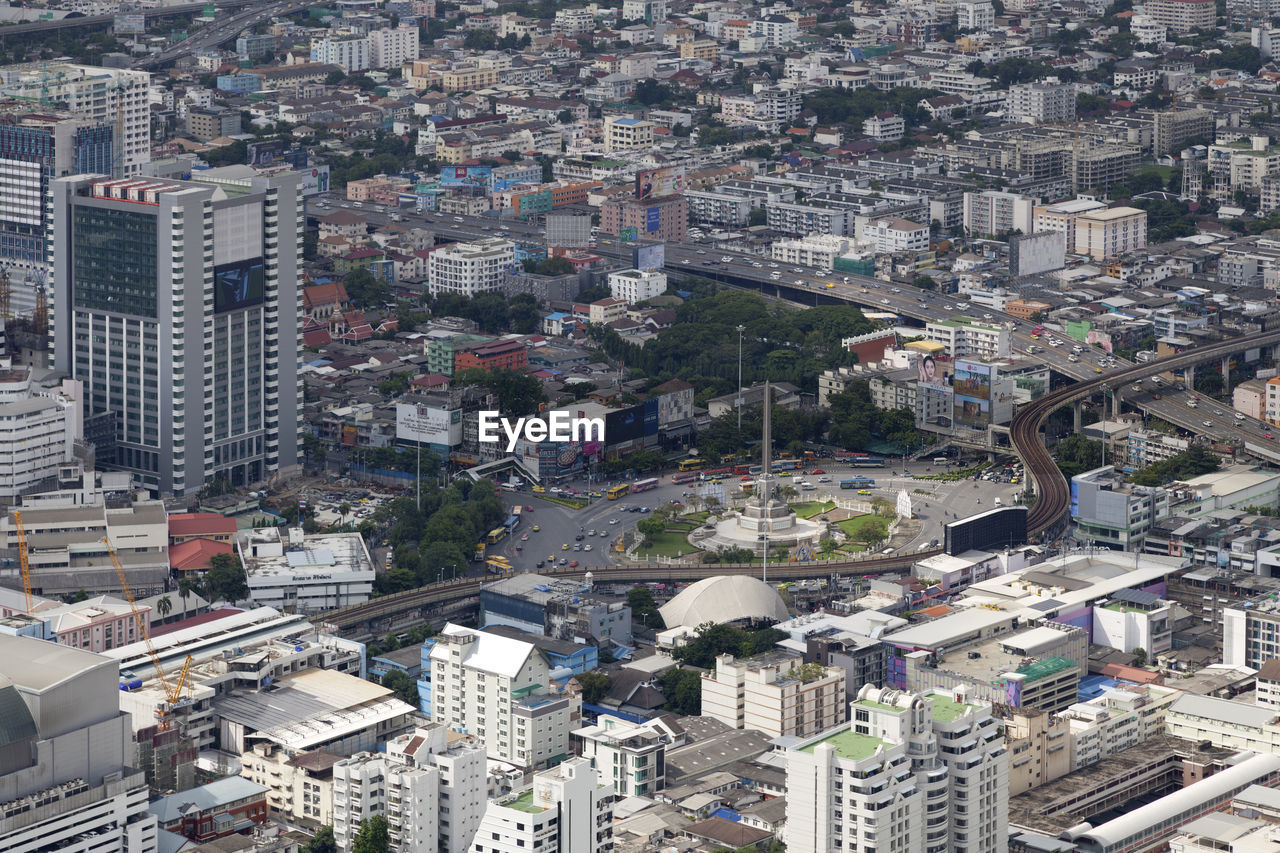 Bangkok, thailand - september 17 2018 - aerial view of victory monument, in the city center.