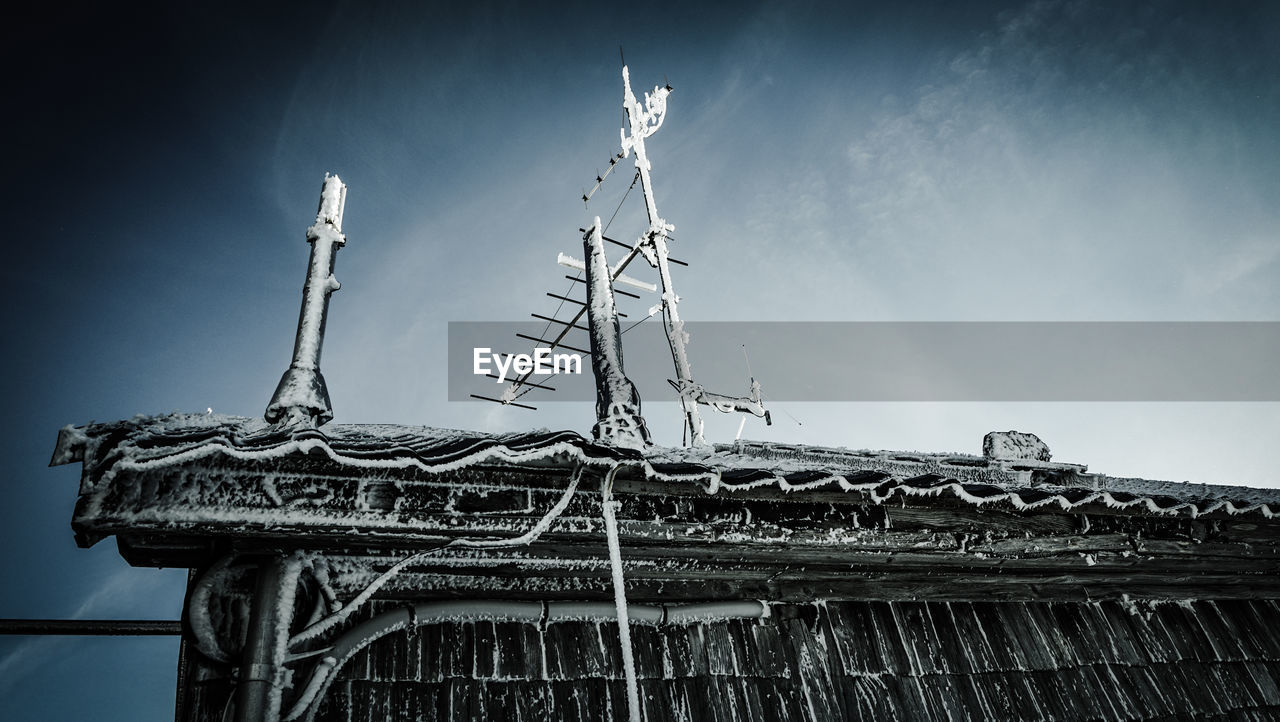 Low angle view of old building against sky