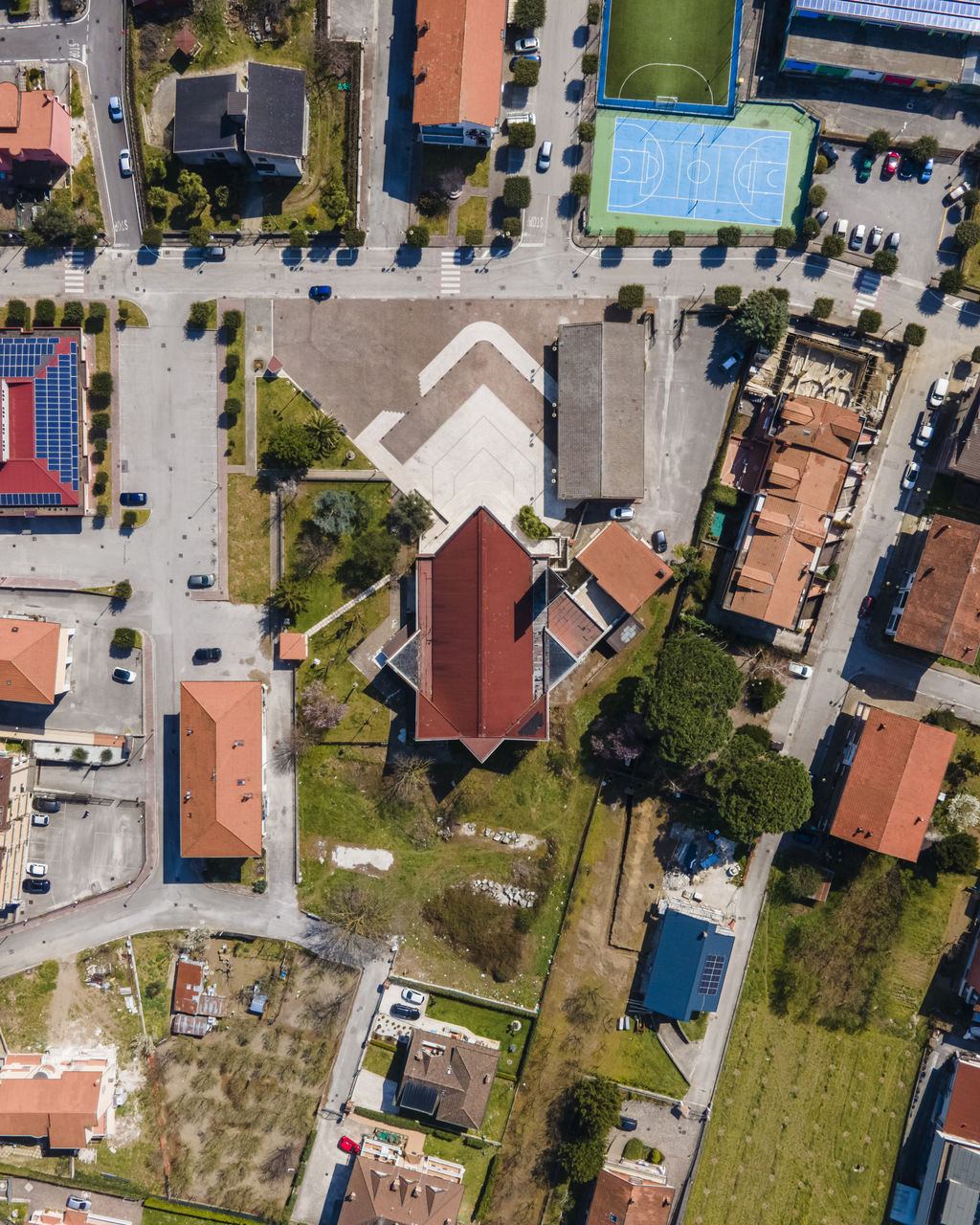 high angle view of townscape against sky