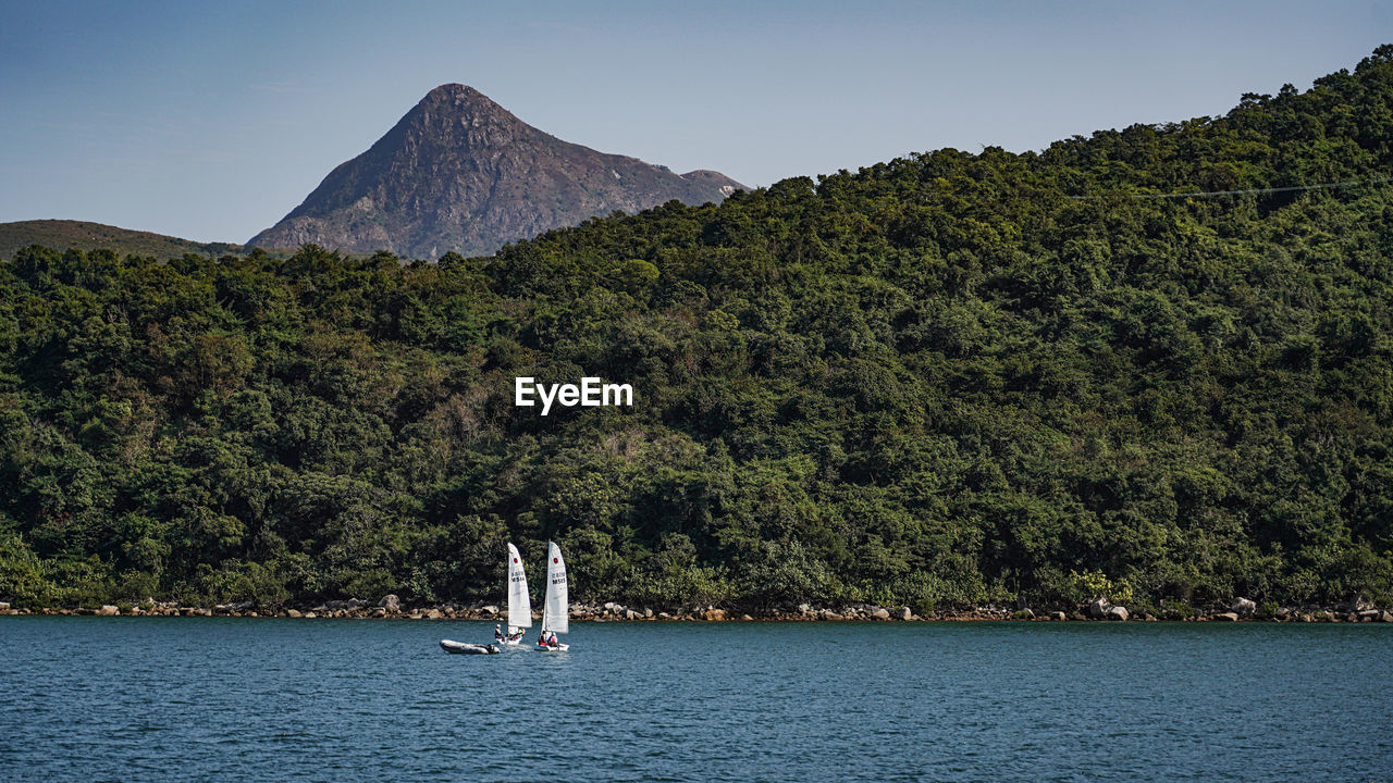 Scenic view of mountain against clear sky