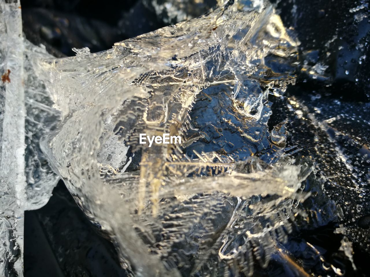 CLOSE-UP OF FROZEN BEACH