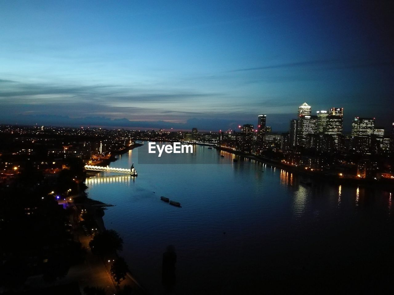 Illuminated city at night