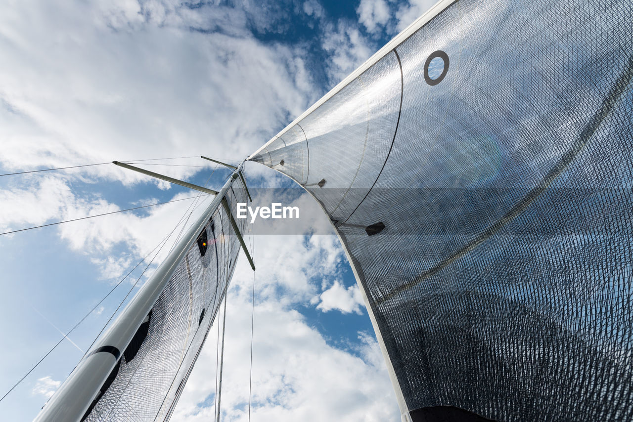 Low angle view of boat against sky