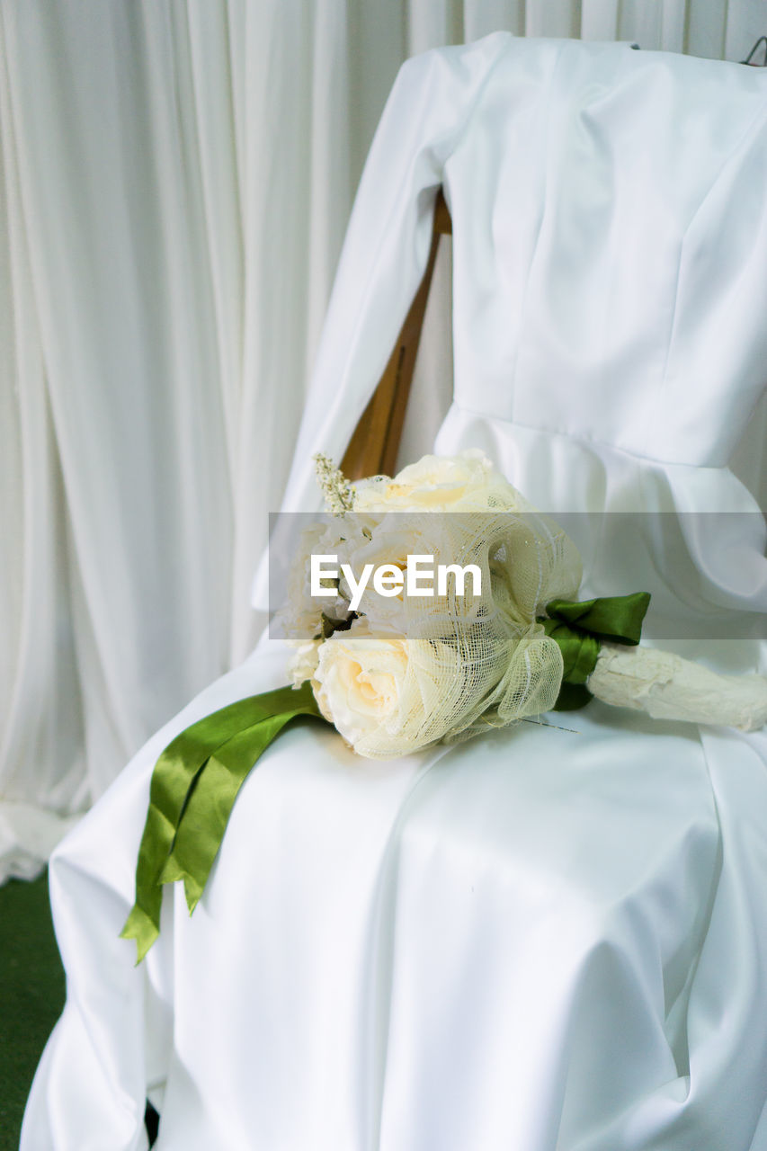 Close-up of white rose bouquet