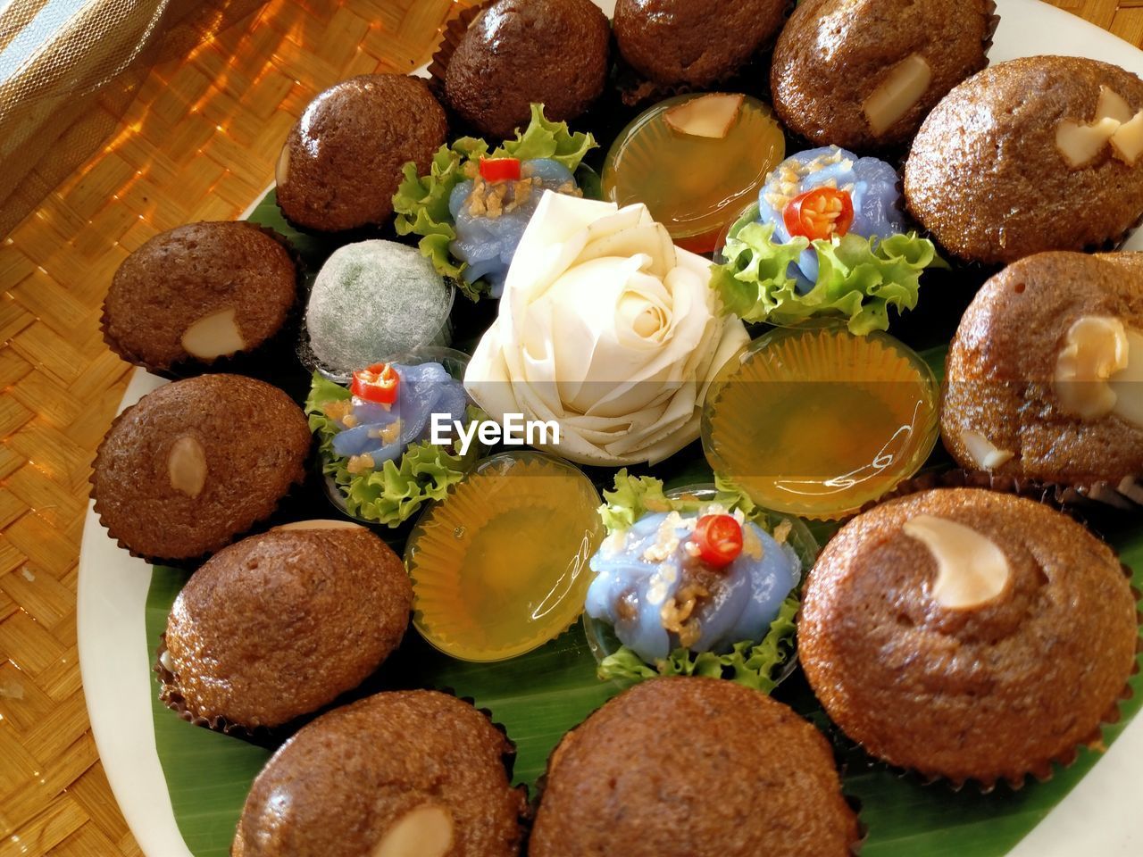 HIGH ANGLE VIEW OF VARIOUS FRUITS ON TABLE