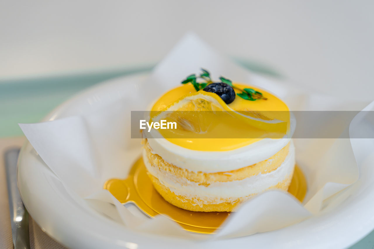 Close-up of food in plate on table