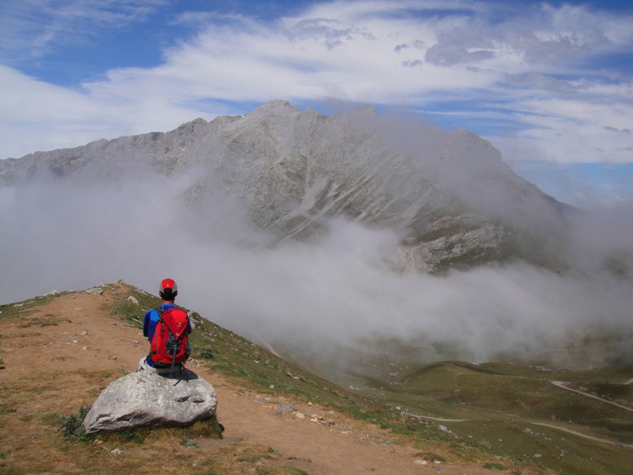 Man hiking on mountain