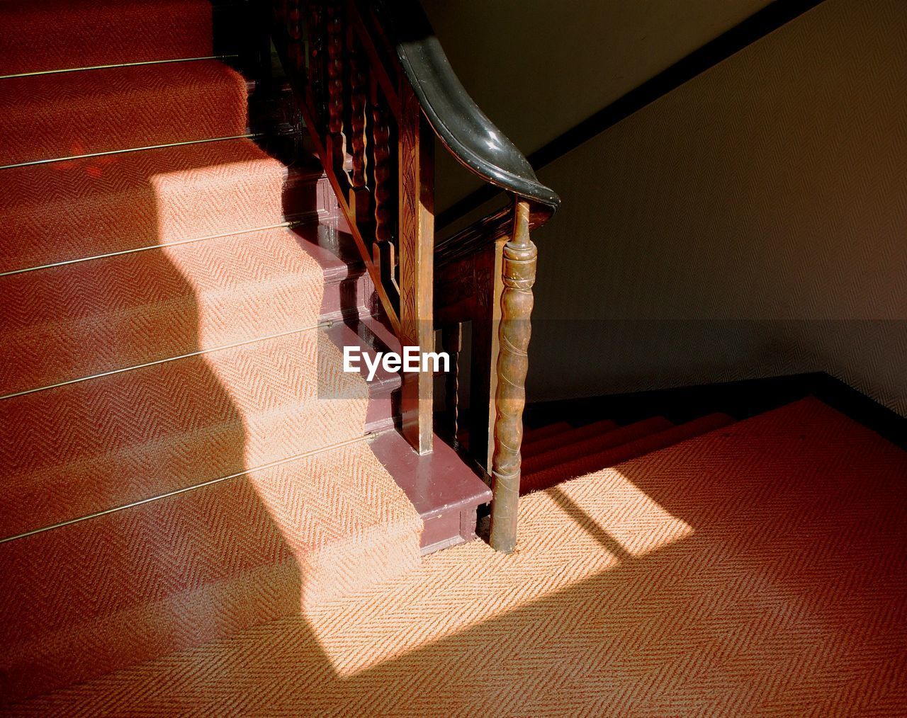 High angle view of steps in building