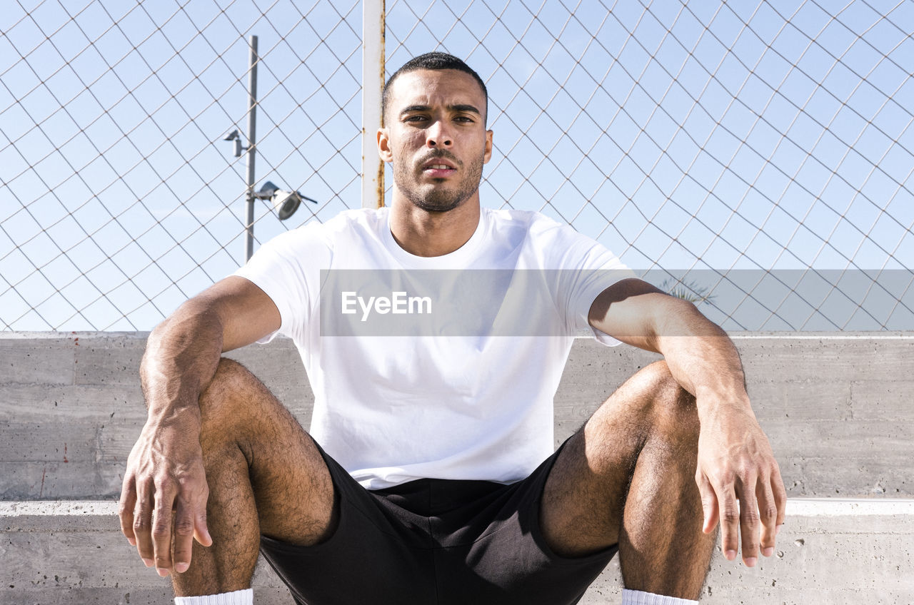 Upper part african american male athlete portrait