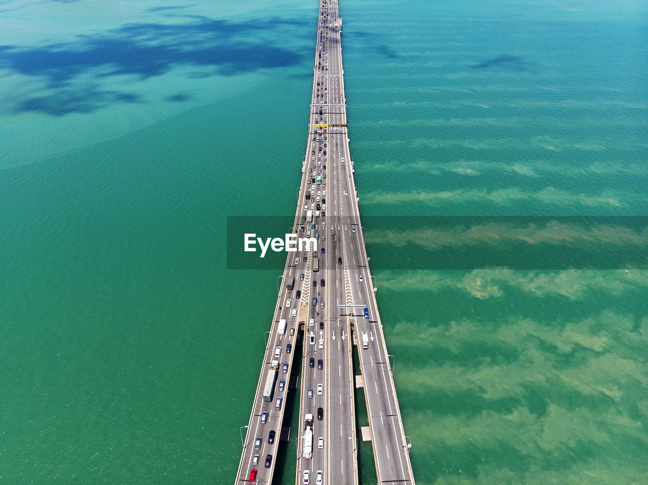 High angle view of bridge over sea