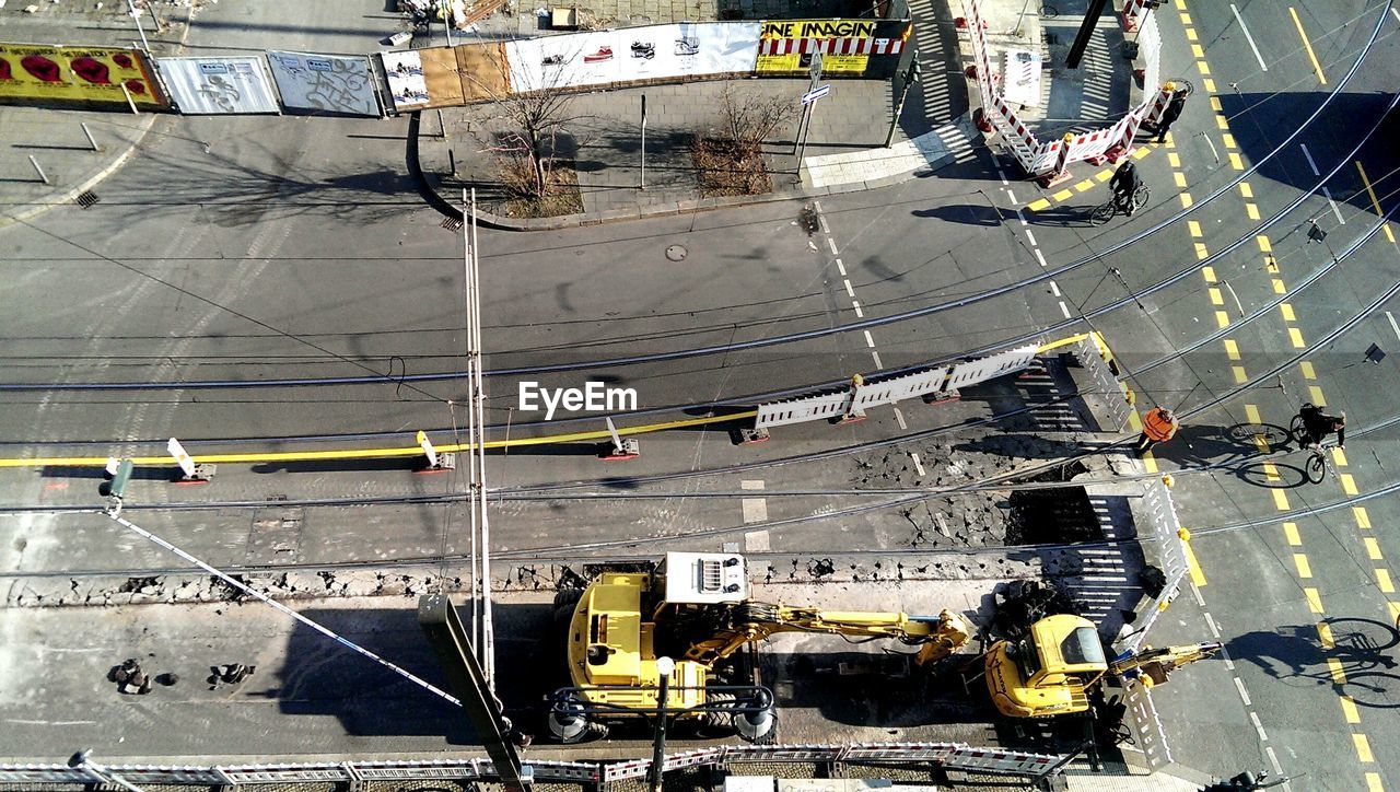 High angle view of road construction