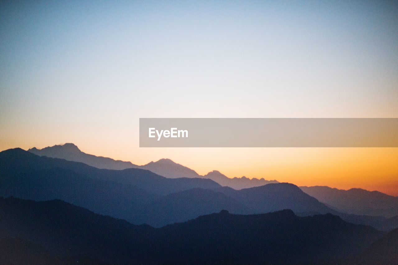 Mountain range at sunset