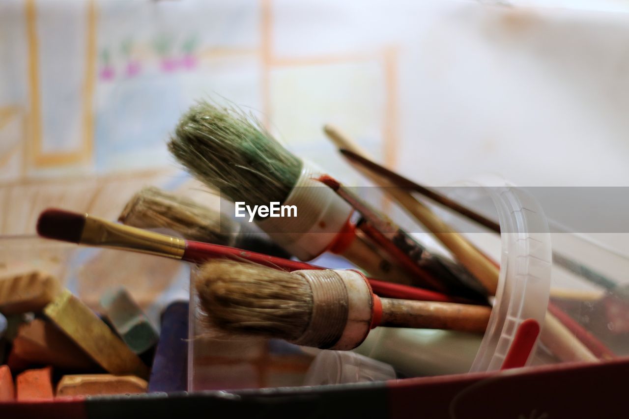 Close-up of paintbrushes