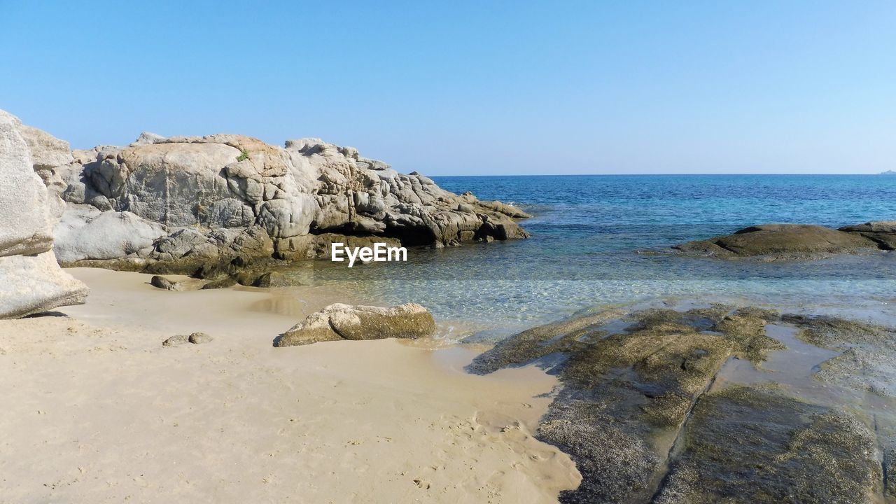 SCENIC VIEW OF BEACH AGAINST CLEAR SKY