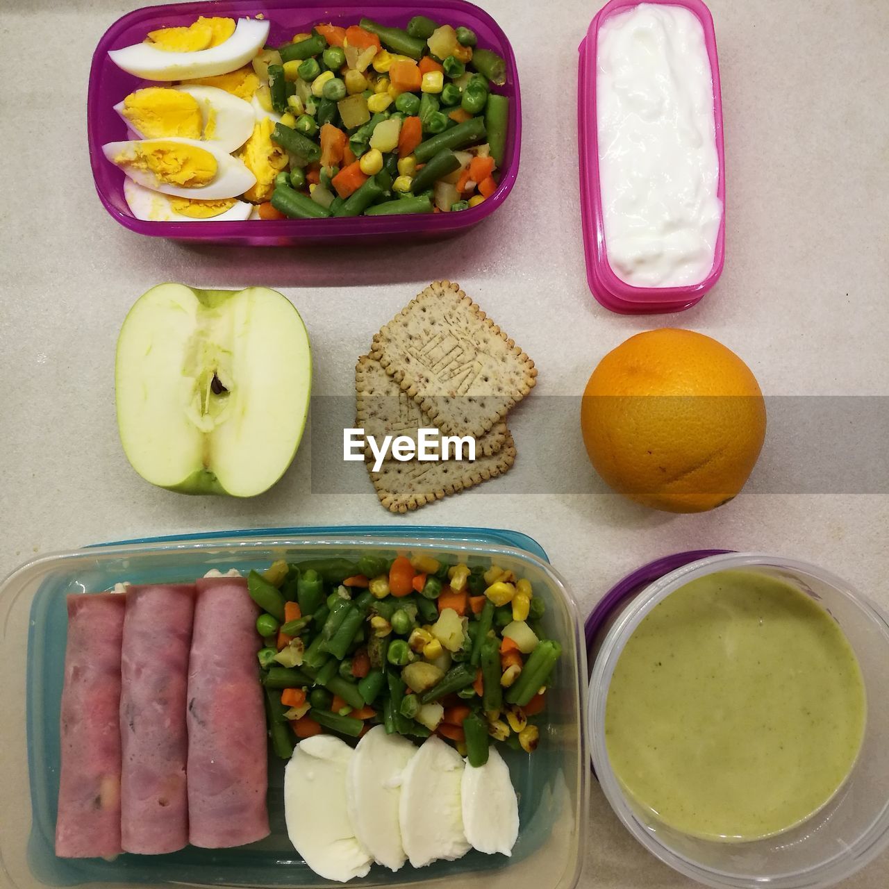 VARIOUS FRUITS AND VEGETABLES ON TABLE