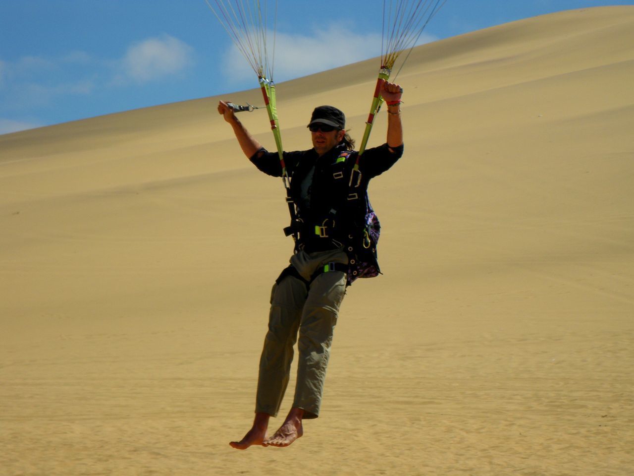 Parachuting over landscape