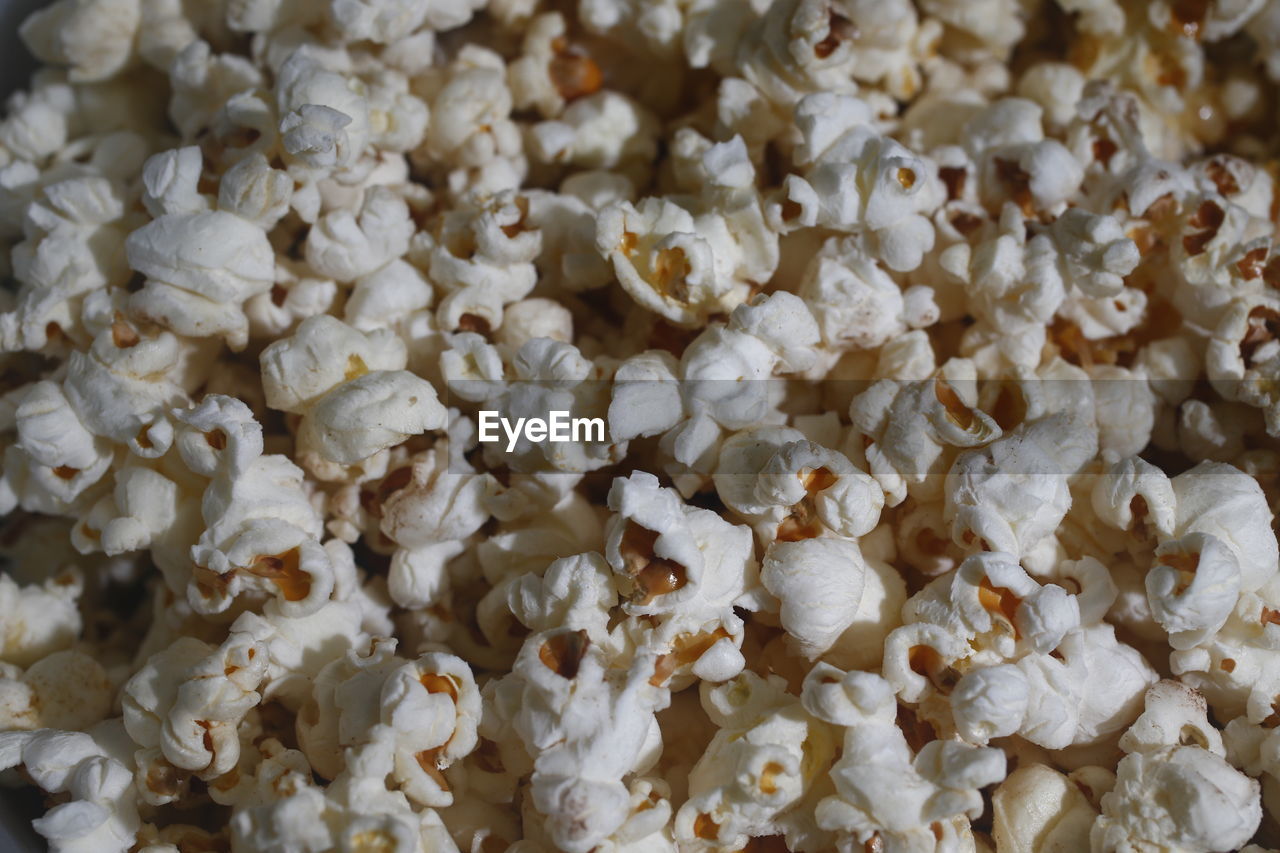 Close-up of popcorn on table