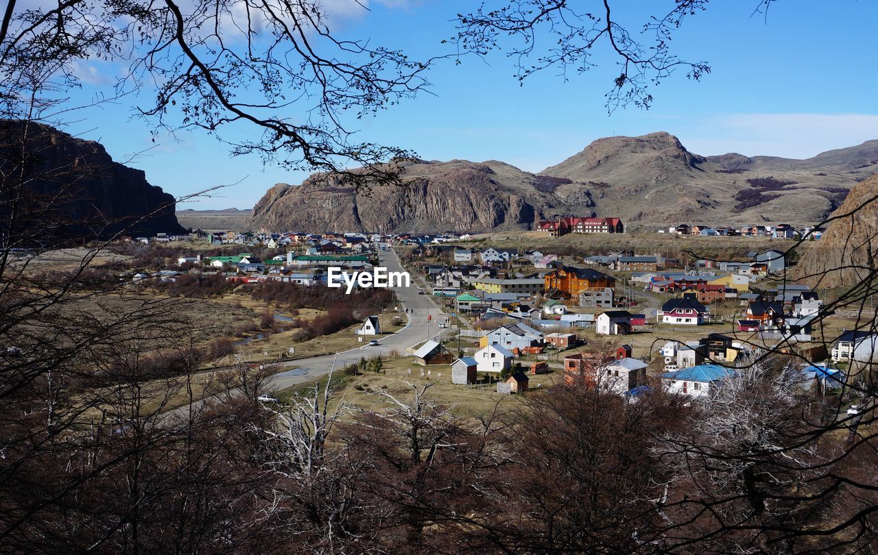 High angle view of townscape against sky