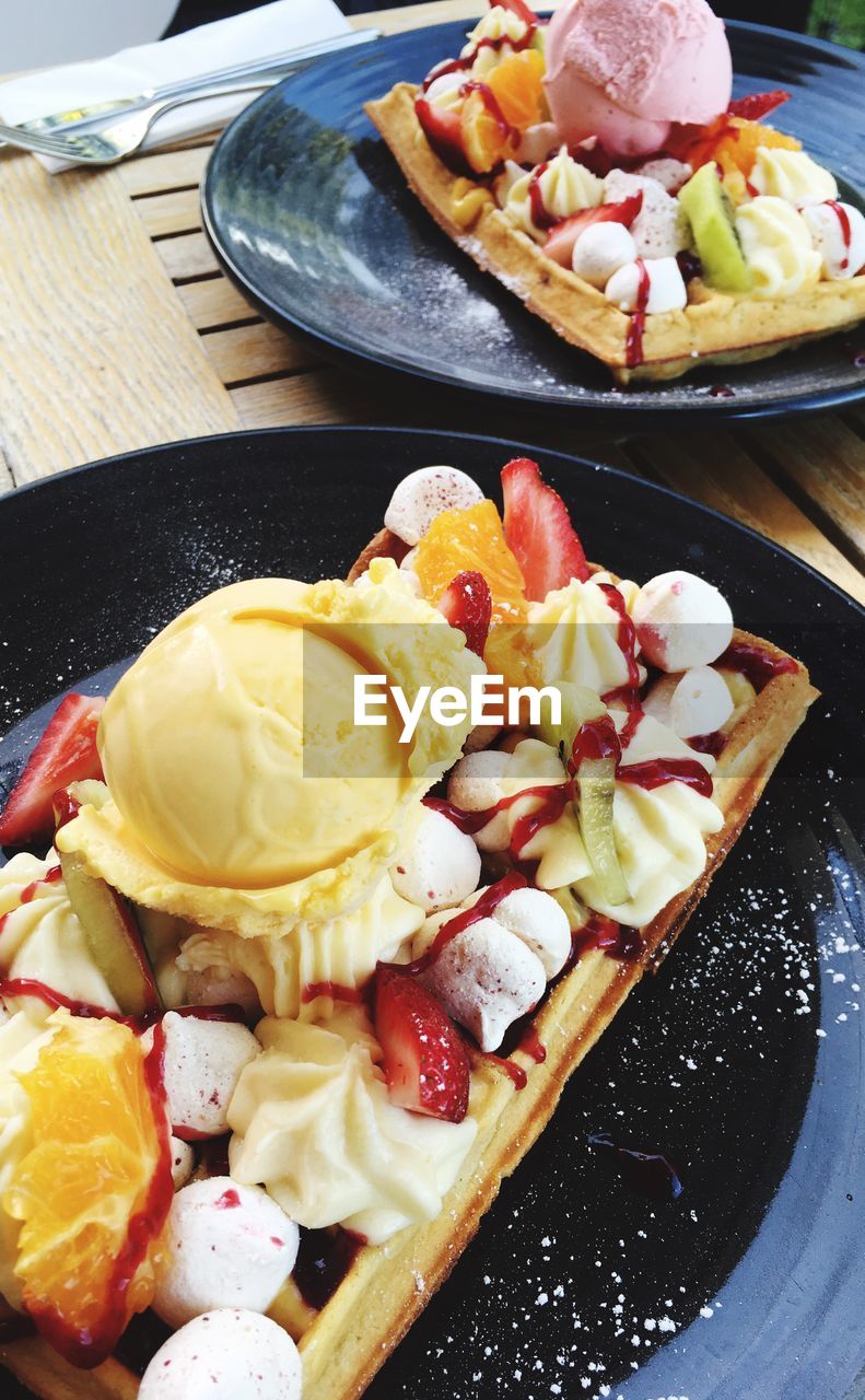CLOSE-UP OF BREAKFAST SERVED ON PLATE
