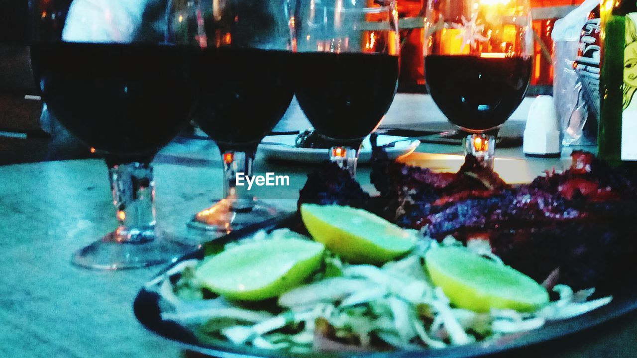 CLOSE-UP OF SERVED FOOD ON TABLE