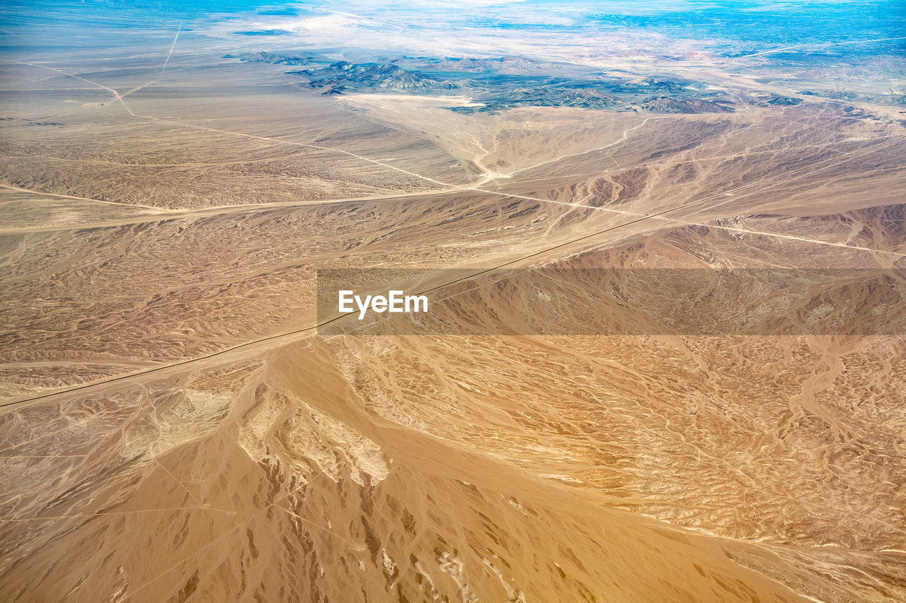 Aerial view of a road in the highlands of the atacama desert, chile