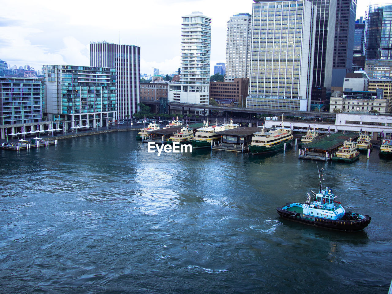 City skyline with river in background