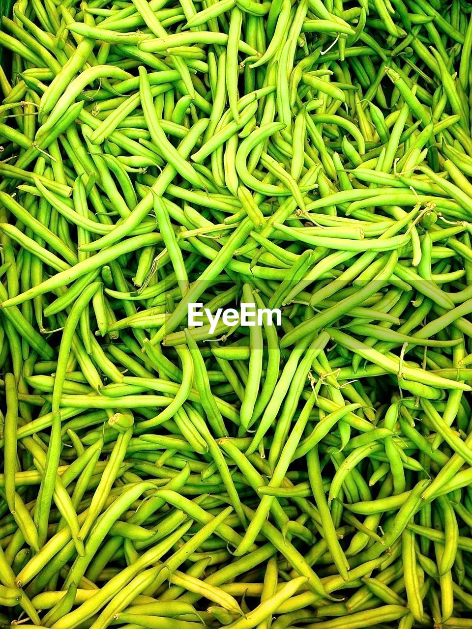 Full frame shot of green beans in market