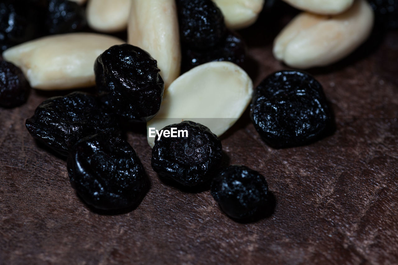 CLOSE-UP OF BLACK CANDIES