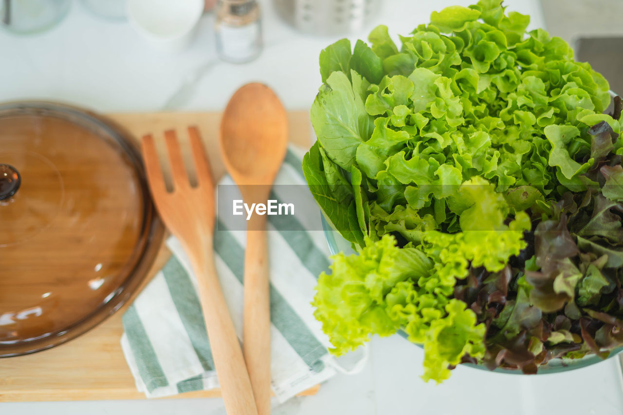 HIGH ANGLE VIEW OF VEGETABLE ON TABLE