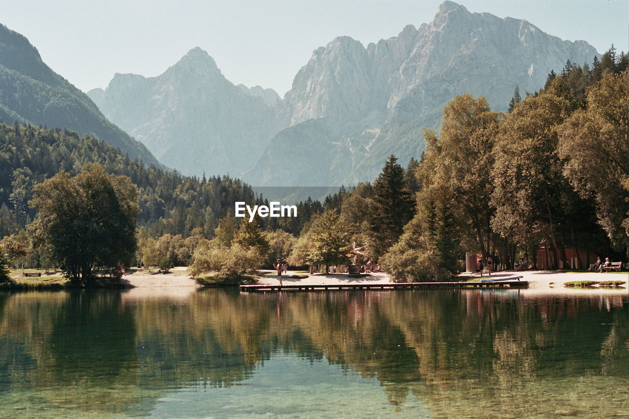 scenic view of lake and mountains