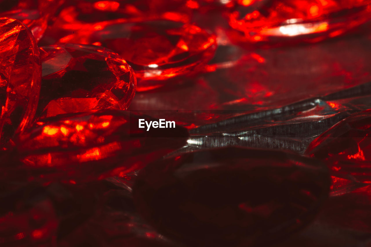 Full frame shot of red precious gems