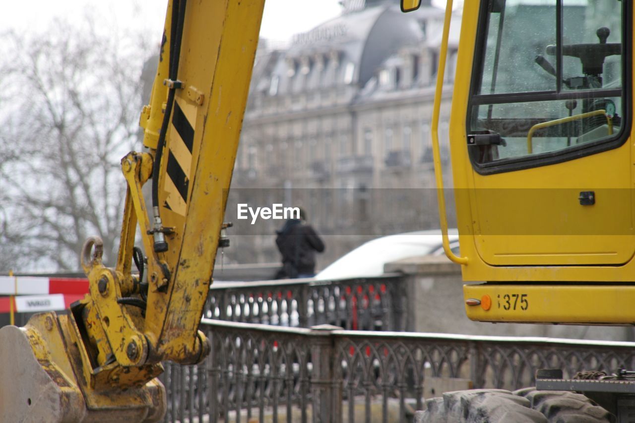 Close-up of earth mover at construction site