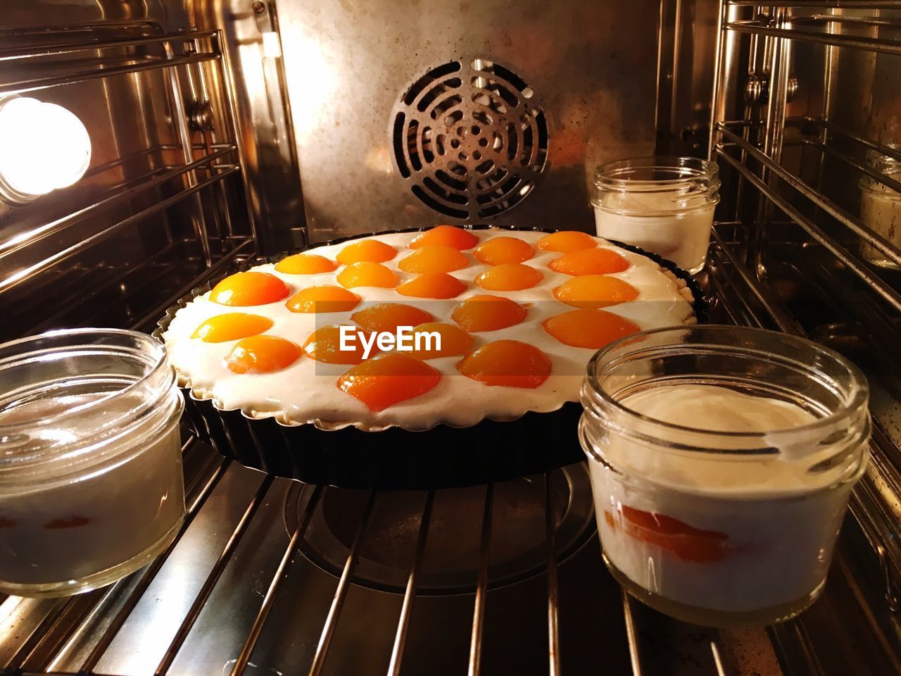 Eggs on cooling rack in restaurant