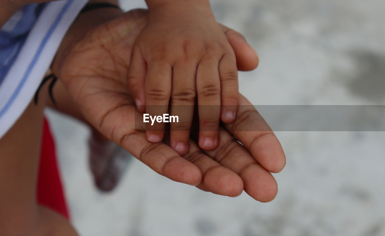 Close-up of hand holding hands