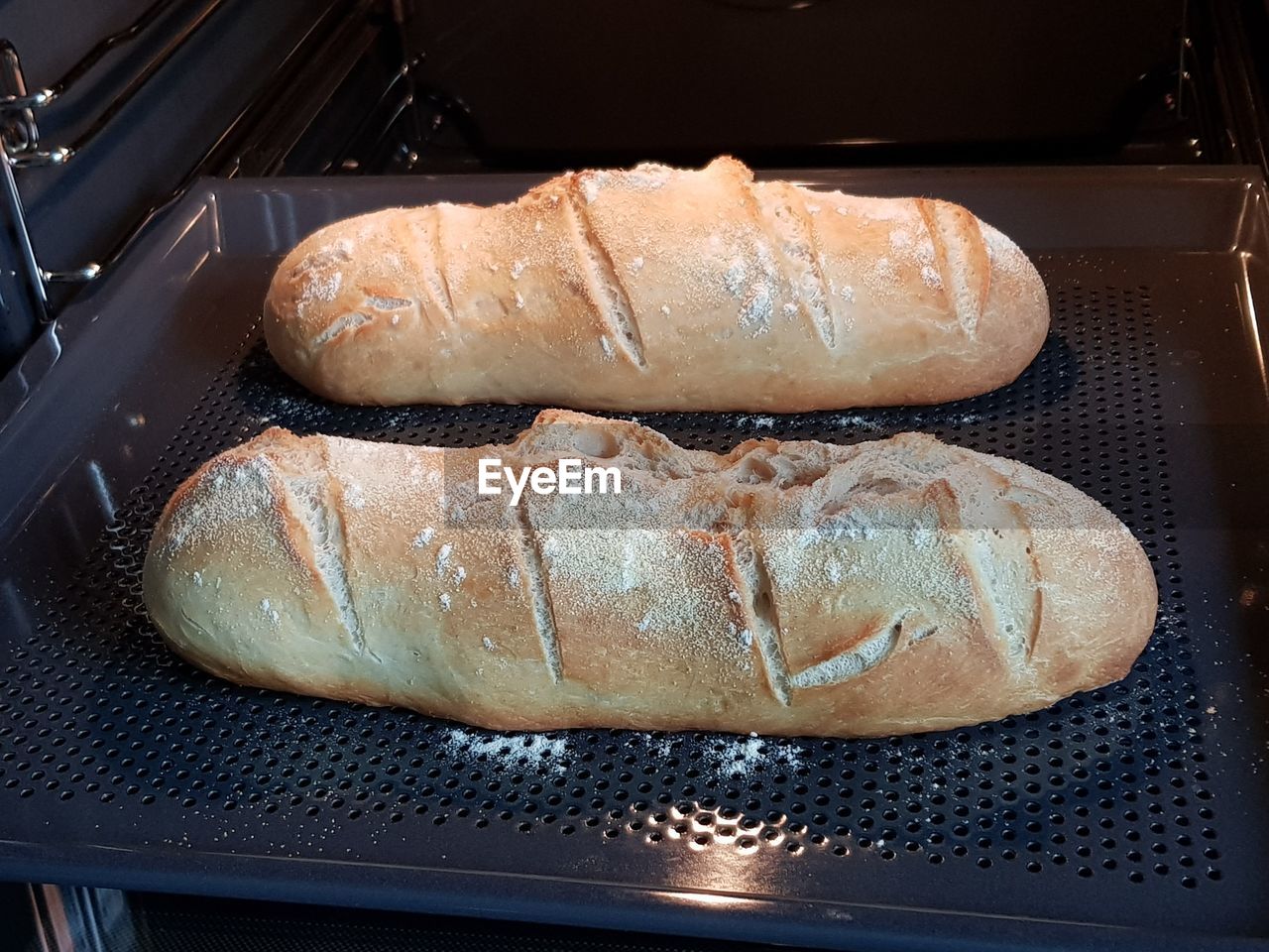 High angle view of bread on table