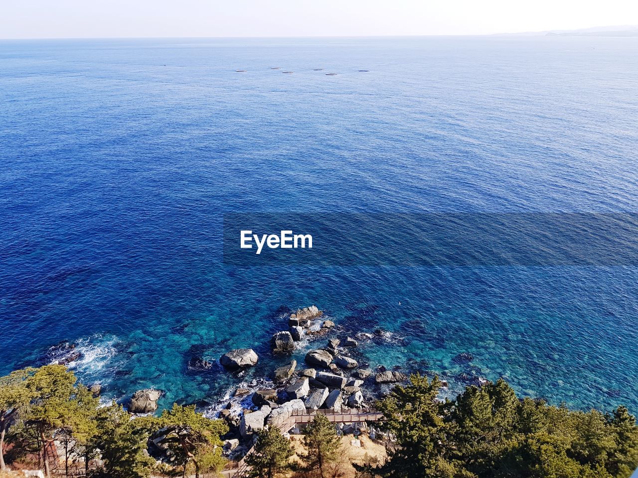 High angle view of sea against sky