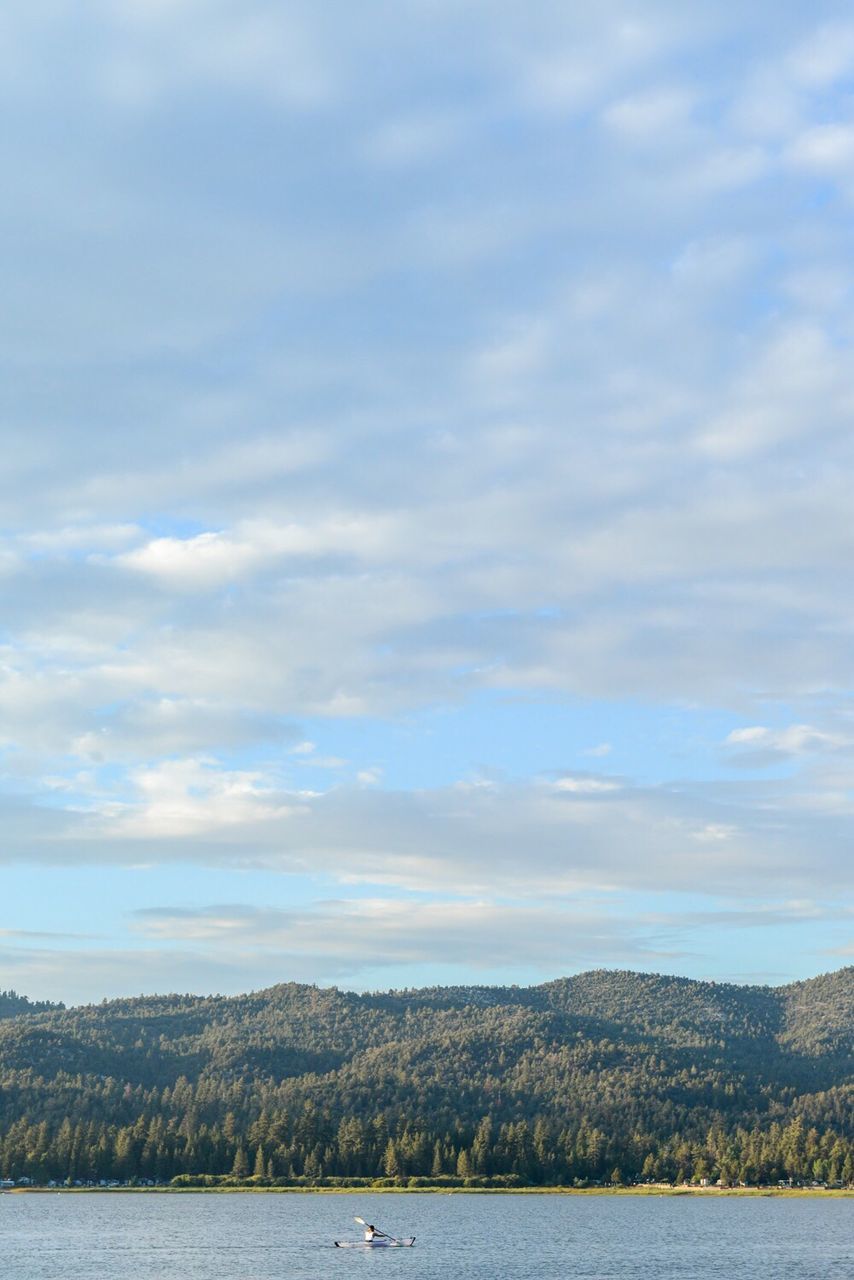 Scenic view of river against cloudy sky