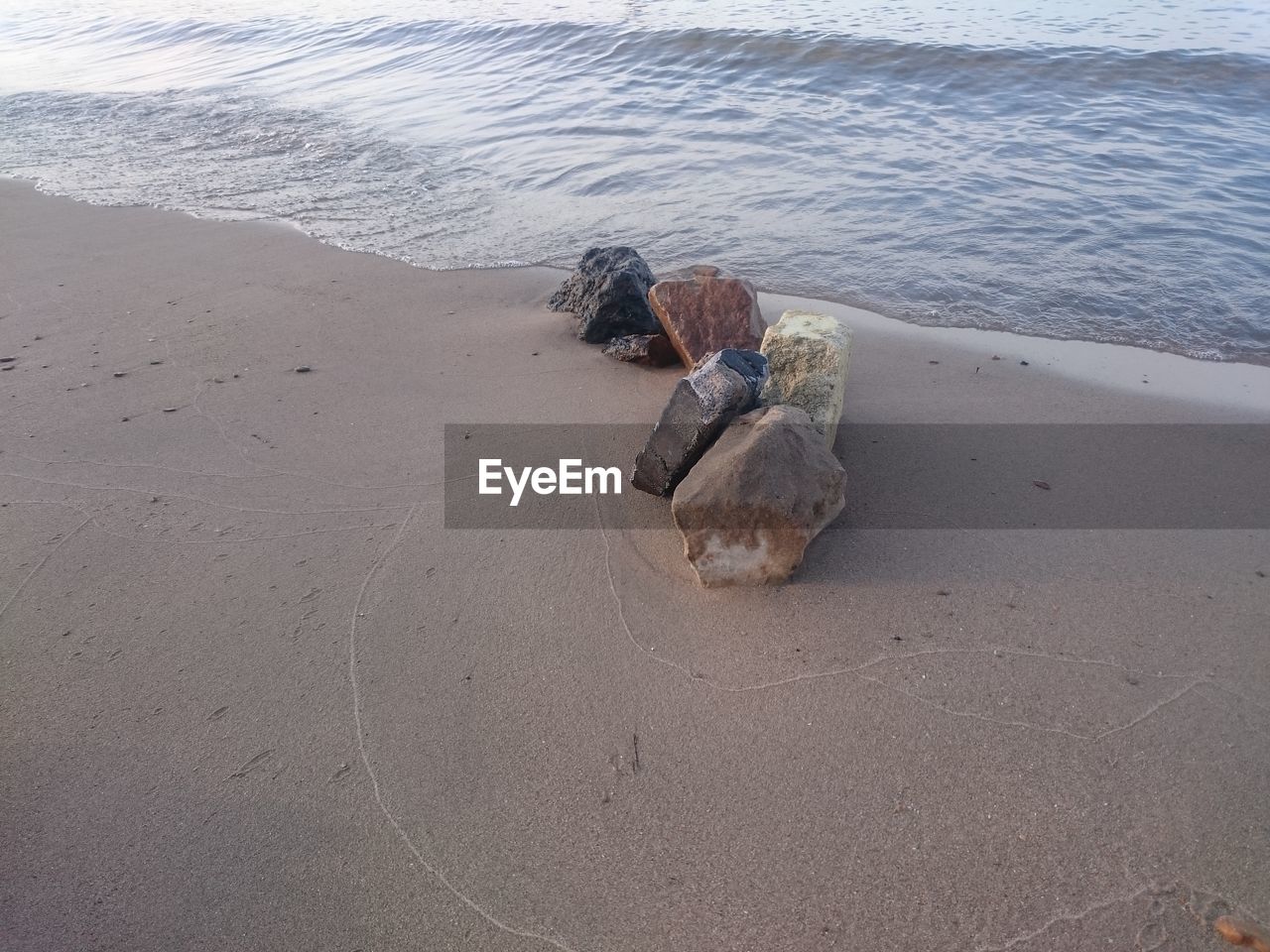 High angle view of rocks at beach