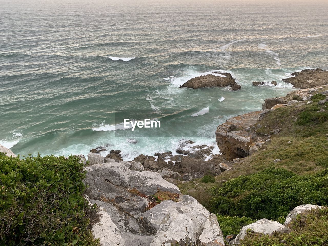 High angle view of rocks on beach