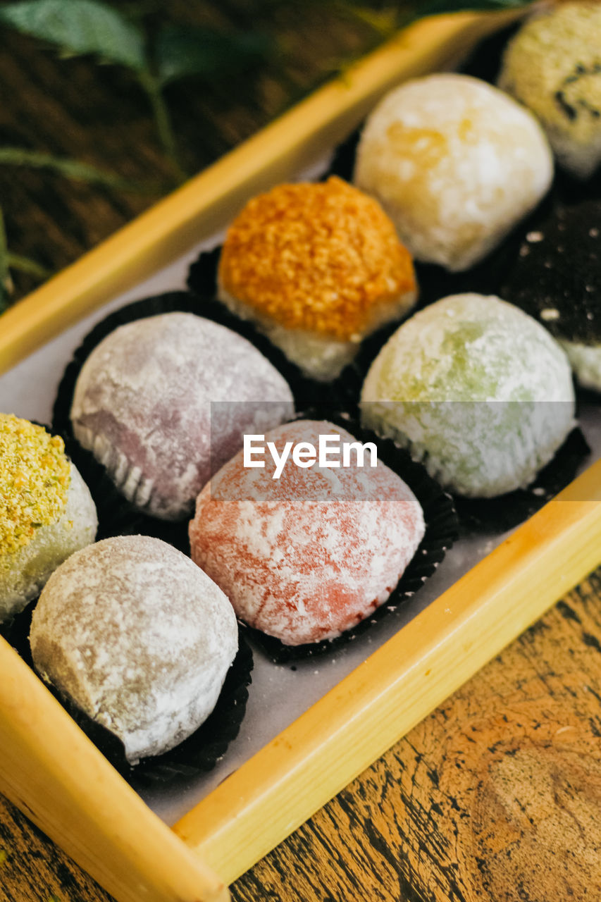 Colourful mochi in the decorate table