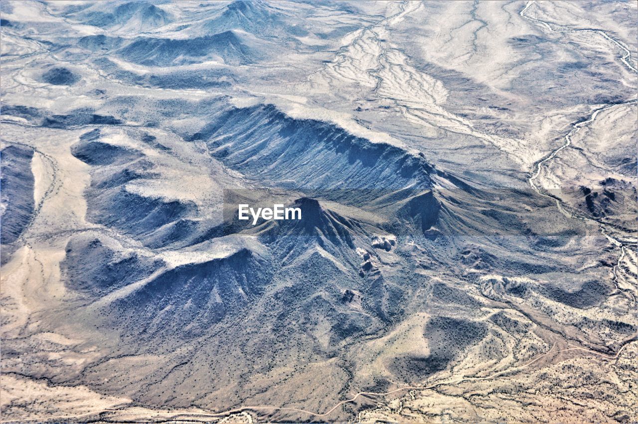 High angle view of desert mountains