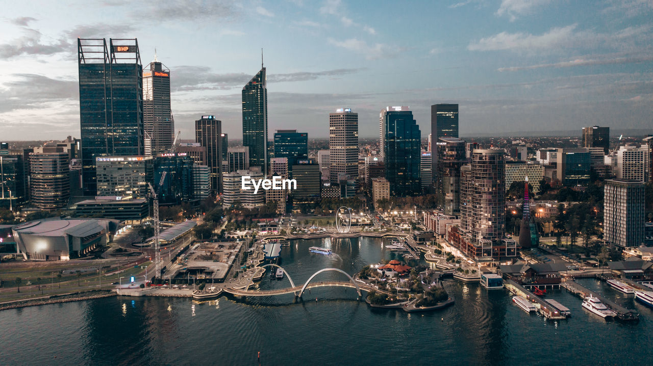 Aerial image of city of perth in western australia.